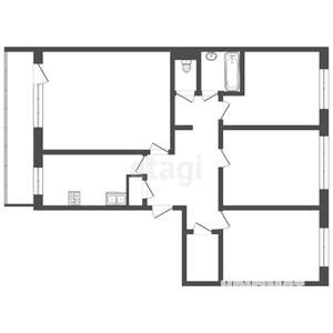 4-к квартира, вторичка, 74м2, 5/5 этаж