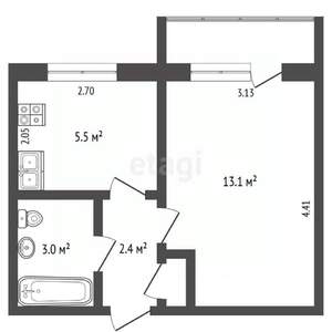 1-к квартира, вторичка, 25м2, 5/5 этаж