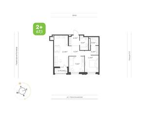 2-к квартира, вторичка, 67м2, 6/24 этаж