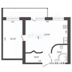 2-к квартира, вторичка, 46м2, 3/14 этаж