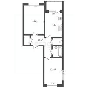 2-к квартира, вторичка, 51м2, 1/9 этаж