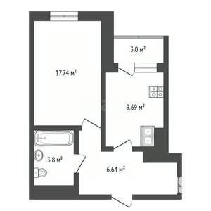 1-к квартира, вторичка, 39м2, 4/5 этаж