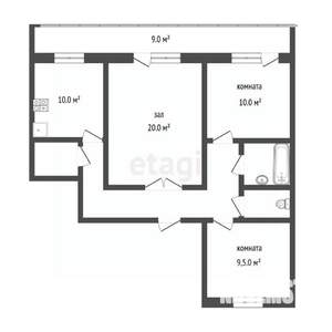 3-к квартира, вторичка, 66м2, 8/9 этаж