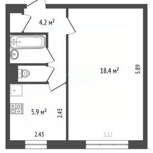 1-к квартира, вторичка, 32м2, 7/9 этаж
