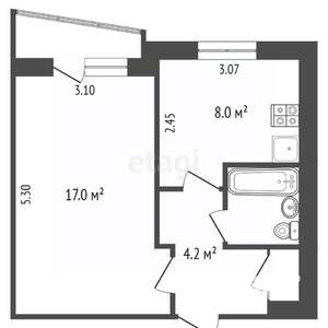 1-к квартира, вторичка, 33м2, 7/12 этаж