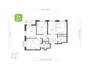 3-к квартира, вторичка, 82м2, 14/21 этаж