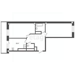 2-к квартира, вторичка, 54м2, 13/20 этаж