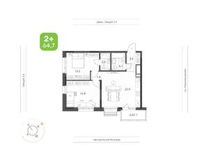 2-к квартира, вторичка, 65м2, 20/21 этаж