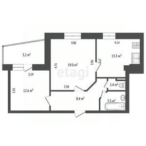 2-к квартира, вторичка, 61м2, 10/10 этаж