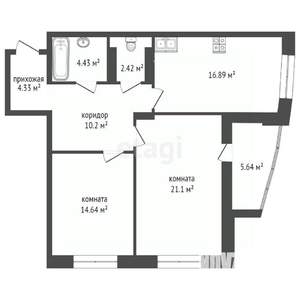 2-к квартира, вторичка, 80м2, 21/27 этаж