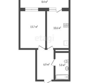 1-к квартира, сданный дом, 40м2, 9/19 этаж