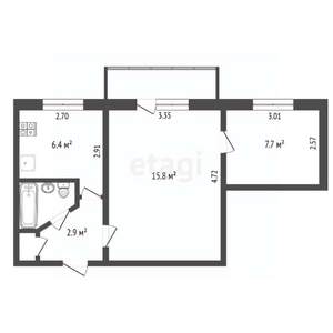 2-к квартира, вторичка, 36м2, 2/5 этаж