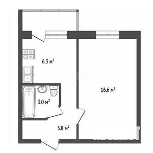 1-к квартира, вторичка, 30м2, 3/5 этаж