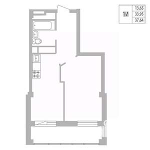 1-к квартира, вторичка, 38м2, 9/25 этаж