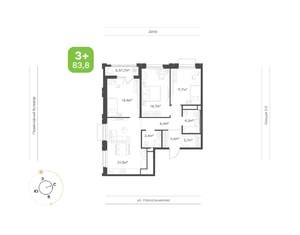 3-к квартира, вторичка, 84м2, 12/24 этаж