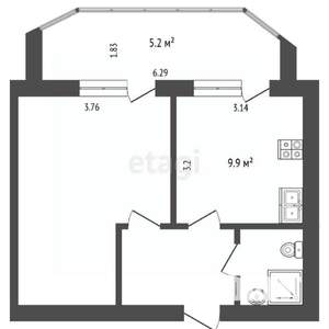 1-к квартира, вторичка, 34м2, 2/10 этаж