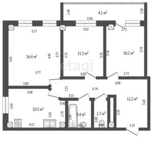 3-к квартира, вторичка, 66м2, 16/18 этаж
