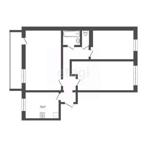 3-к квартира, вторичка, 71м2, 2/5 этаж