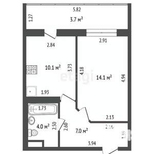 1-к квартира, вторичка, 39м2, 1/16 этаж
