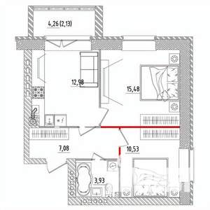 2-к квартира, строящийся дом, 52м2, 1/5 этаж