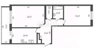 2-к квартира, вторичка, 55м2, 4/5 этаж