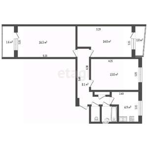 3-к квартира, вторичка, 63м2, 5/12 этаж