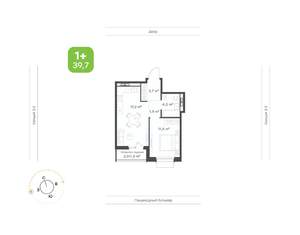 1-к квартира, вторичка, 40м2, 5/9 этаж