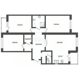 4-к квартира, вторичка, 89м2, 9/10 этаж