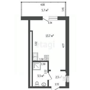 Студия квартира, вторичка, 25м2, 3/19 этаж