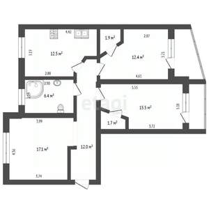 3-к квартира, вторичка, 84м2, 3/5 этаж
