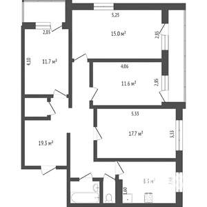 4-к квартира, вторичка, 95м2, 1/9 этаж
