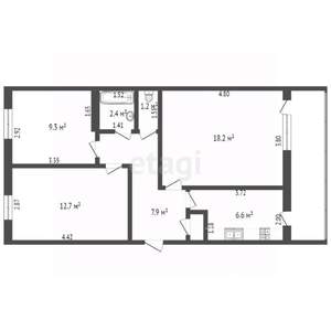 3-к квартира, вторичка, 58м2, 4/5 этаж