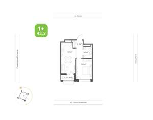 1-к квартира, вторичка, 42м2, 19/24 этаж