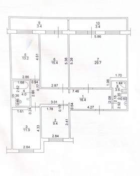 4-к квартира, вторичка, 104м2, 6/9 этаж