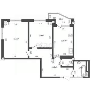 2-к квартира, вторичка, 63м2, 5/17 этаж