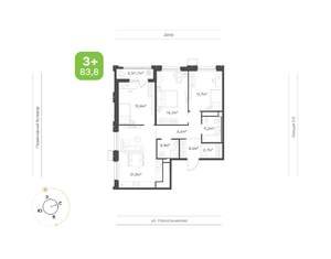3-к квартира, вторичка, 84м2, 6/24 этаж