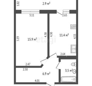 1-к квартира, вторичка, 38м2, 4/10 этаж