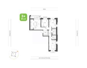 3-к квартира, вторичка, 81м2, 3/9 этаж