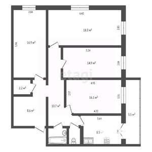 4-к квартира, вторичка, 100м2, 8/10 этаж