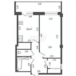 1-к квартира, вторичка, 46м2, 9/18 этаж