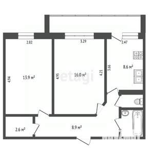 2-к квартира, вторичка, 54м2, 6/10 этаж