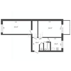 2-к квартира, вторичка, 44м2, 4/5 этаж