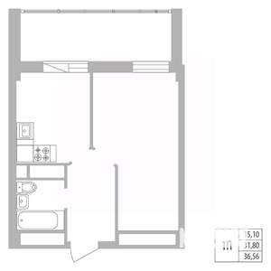 1-к квартира, вторичка, 37м2, 15/25 этаж