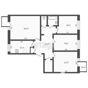 4-к квартира, вторичка, 73м2, 4/5 этаж