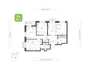 3-к квартира, вторичка, 83м2, 6/21 этаж