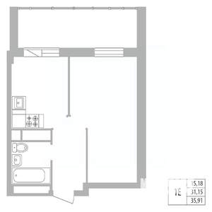 1-к квартира, вторичка, 36м2, 24/25 этаж
