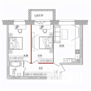 2-к квартира, вторичка, 71м2, 5/5 этаж