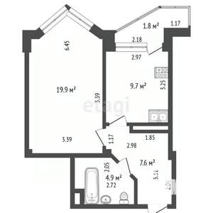 1-к квартира, вторичка, 42м2, 13/17 этаж