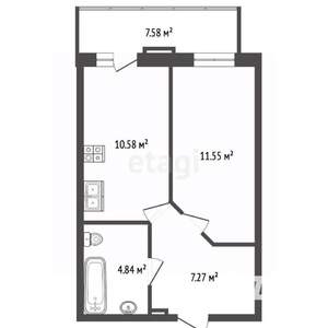 1-к квартира, вторичка, 34м2, 2/20 этаж