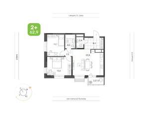 2-к квартира, вторичка, 63м2, 14/24 этаж